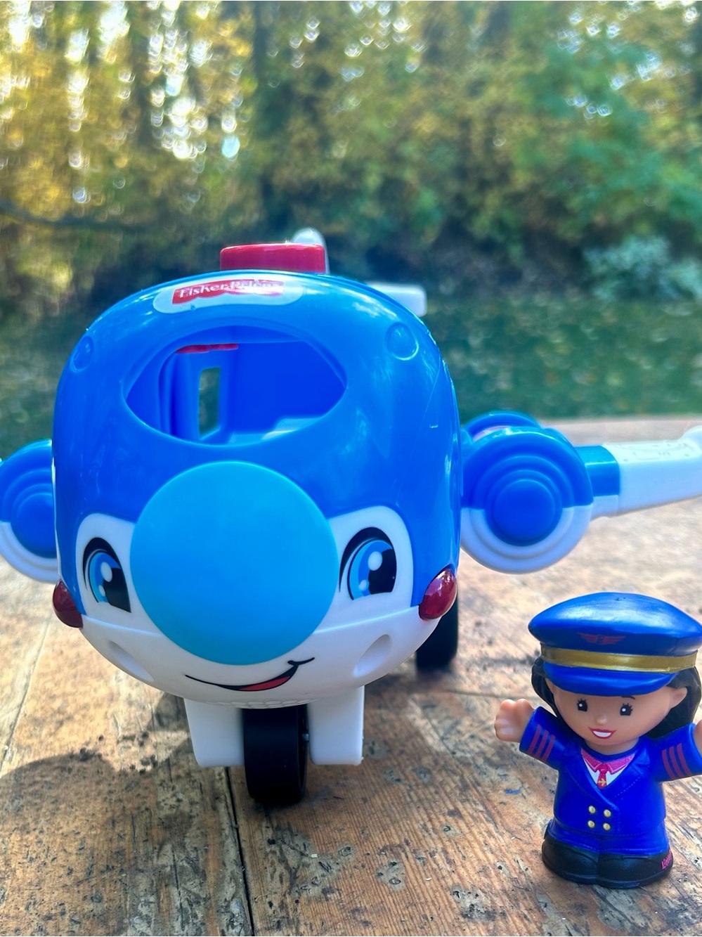 Fisher-Price Bright Blue Play Airplane with Pilot Figure with sounds